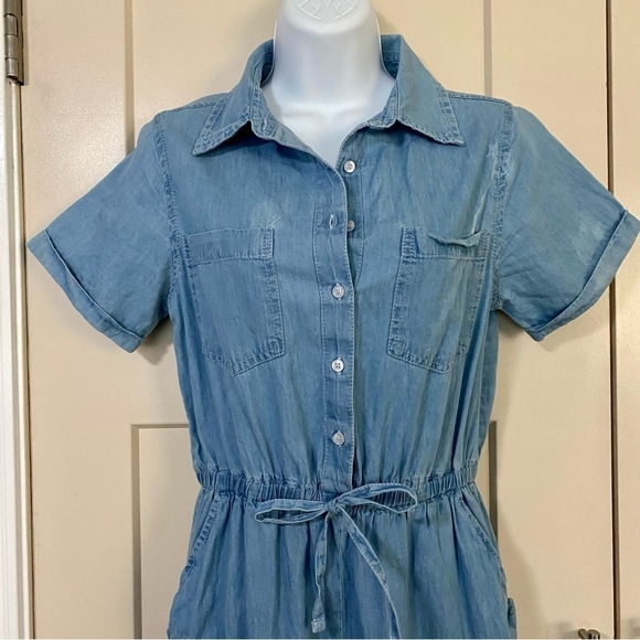 Sincerely Jules Light Blue Jumpsuit Size Small Cotton Chambray Denim Summer - Picture 4 of 16